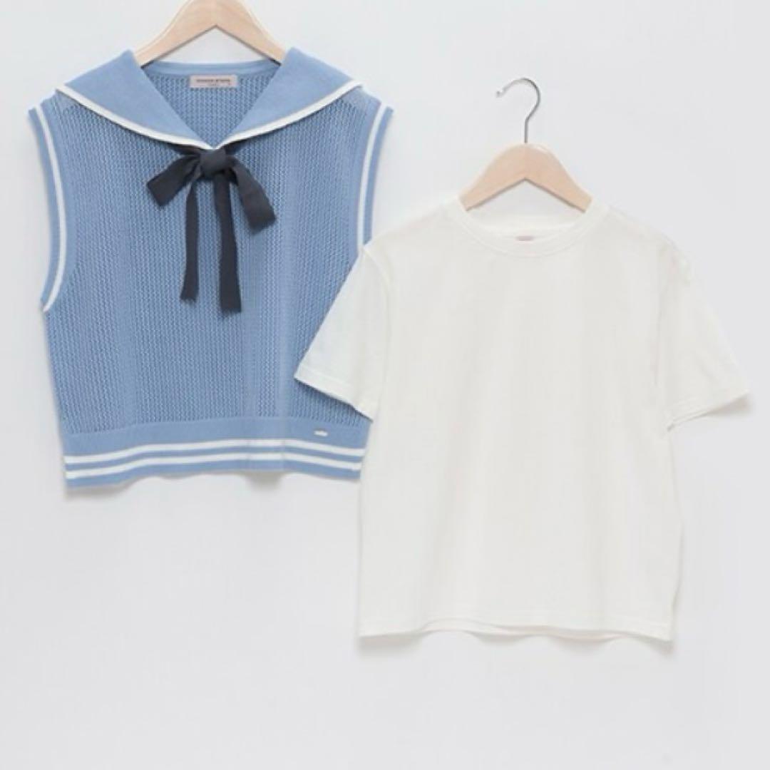 メゾピアノジュニア　メッシュセーラーベスト＆Tシャツセット　140