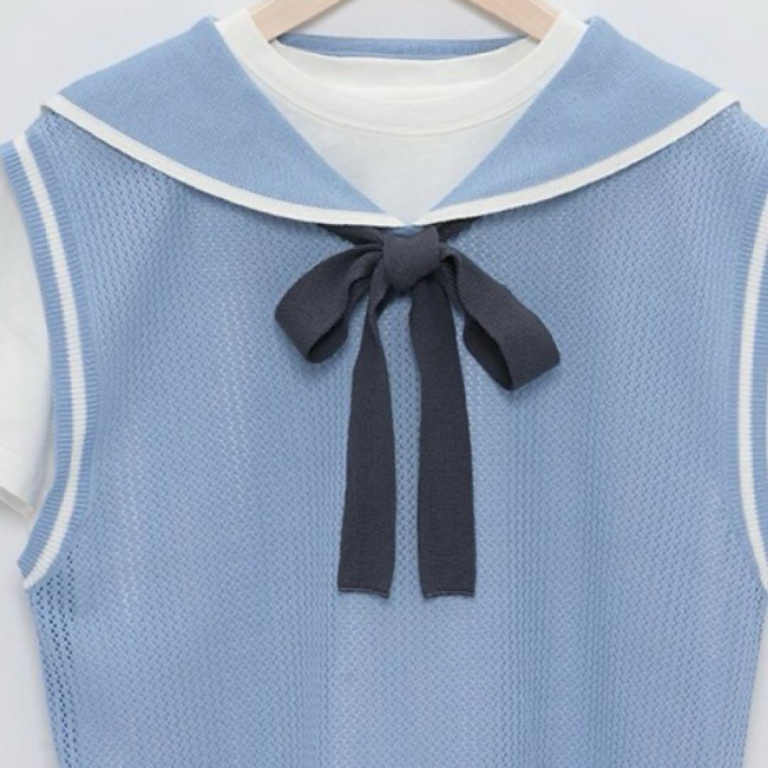 メゾピアノジュニア　メッシュセーラーベスト＆Tシャツセット　140