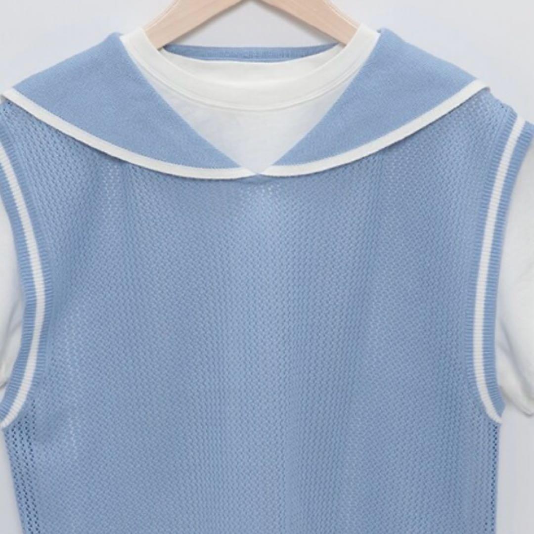 メゾピアノジュニア　メッシュセーラーベスト＆Tシャツセット　140