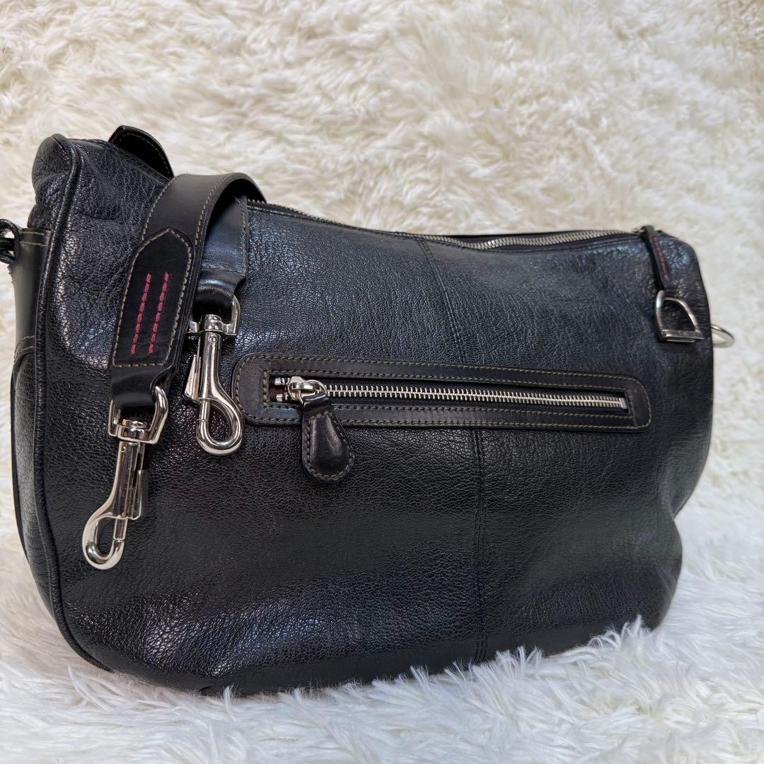 【美品】ソメスサドル ショルダーバッグ メッセンジャーバッグ レザー ブラック