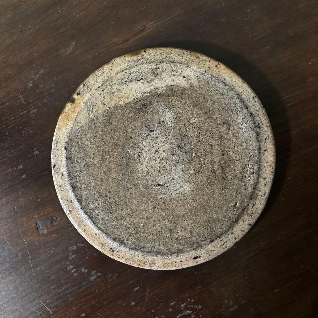 古瀬戸　織部釉行灯皿 行燈皿　石皿　古民芸　美濃　古美術　唐津　検:李朝白洲正子