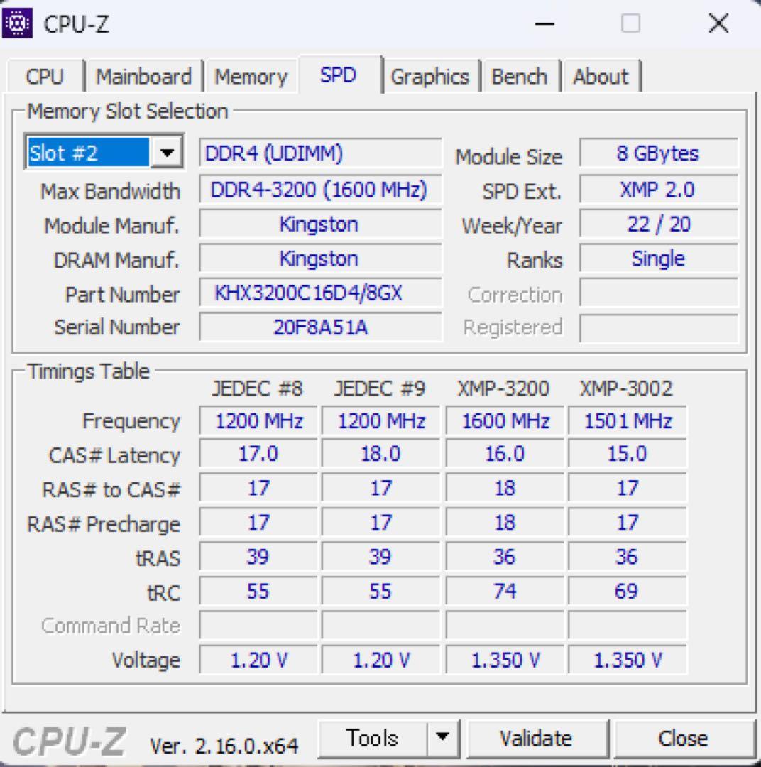 DDR4 3200MHz 16GB (2x8GB) メモリー