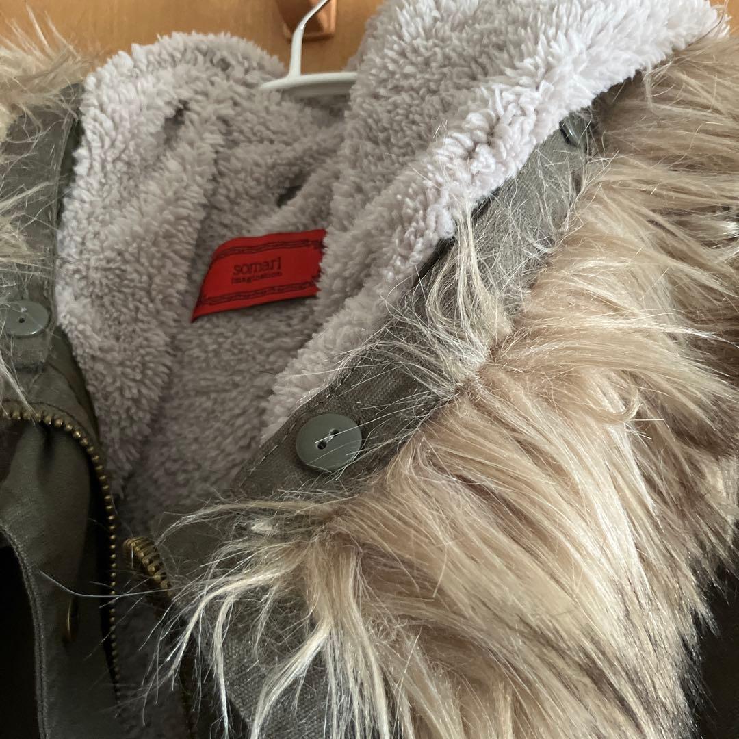 so.mari フェイクファードルマンモッズロングコート カーキ