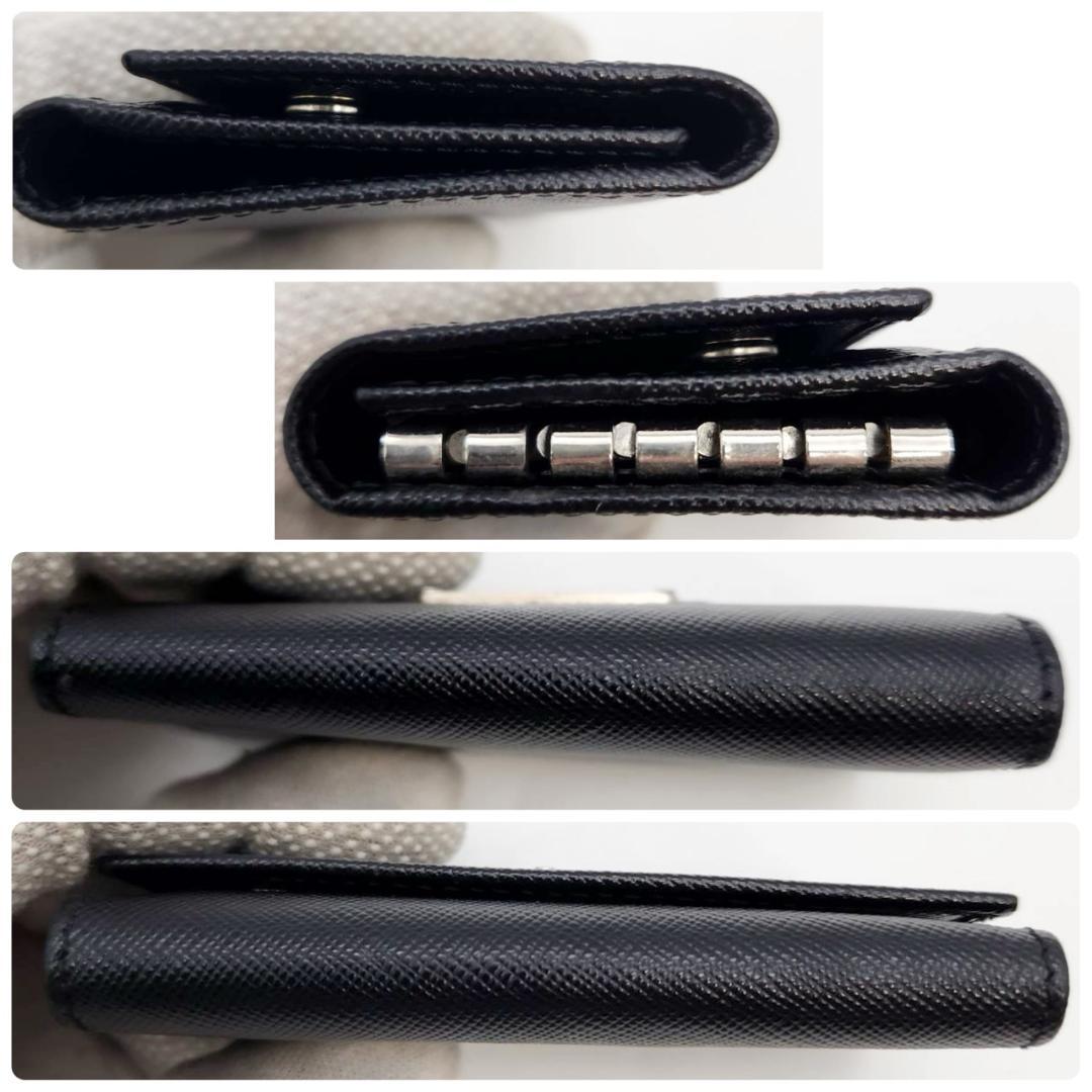 プラダ 6連キーケース 三角ロゴプレート サフィアーノレザー ダブルホック 美品