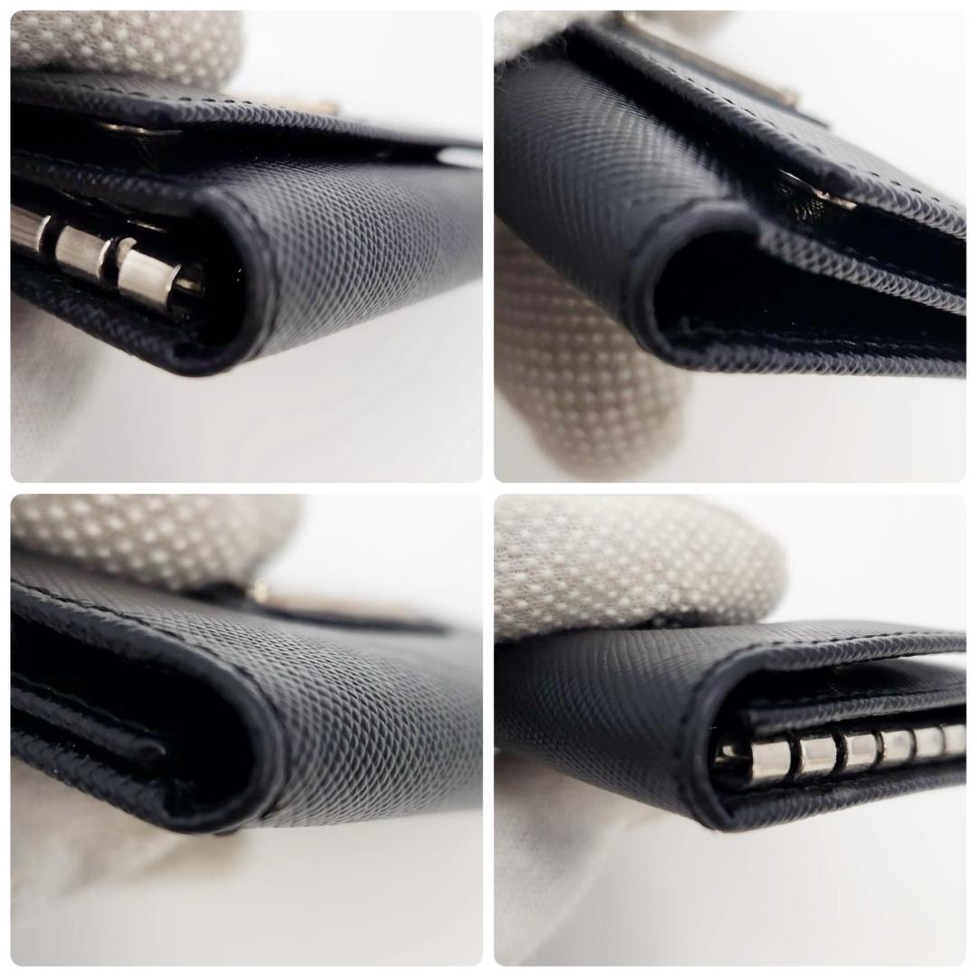 プラダ 6連キーケース 三角ロゴプレート サフィアーノレザー ダブルホック 美品