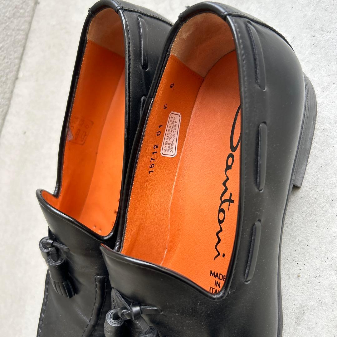 美品　ほぼ未使用　Santoni ブラック タッセルローファー
