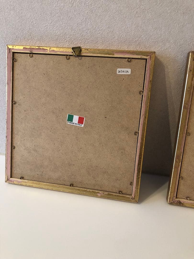 イタリア製・木製額装付きプリント画　新品未使用品　アンティーク仕上げ