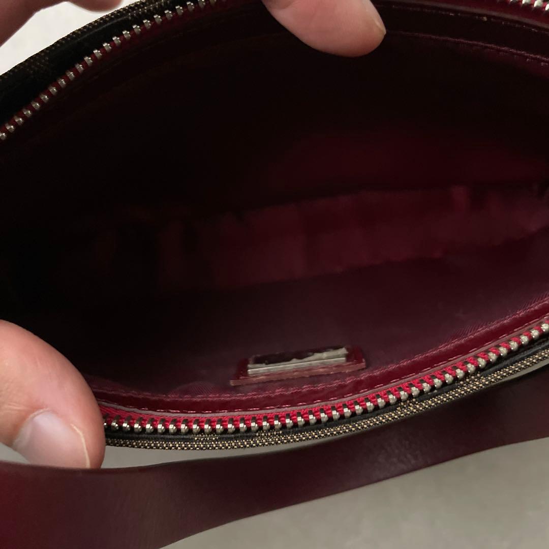 フェンディ FENDI キャンバス レザー ズッカ アクセサリーポーチ ボルドー