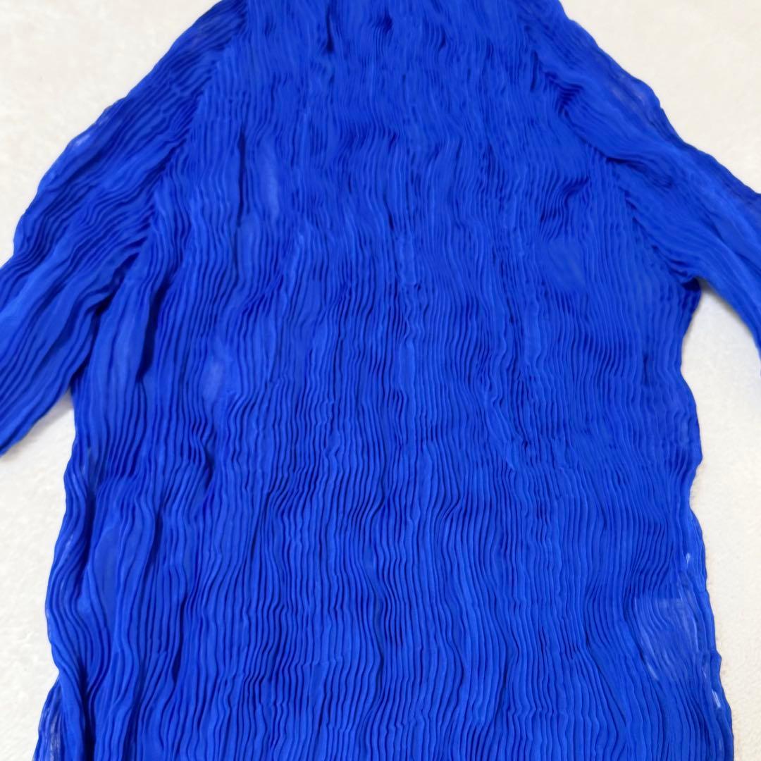 極美品✨ISSEY MIYAKE ねじりプリーツ　シースルー　ブルー　変形