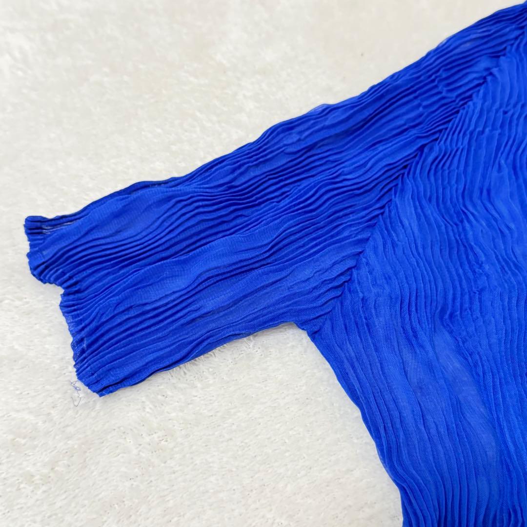 極美品✨ISSEY MIYAKE ねじりプリーツ　シースルー　ブルー　変形