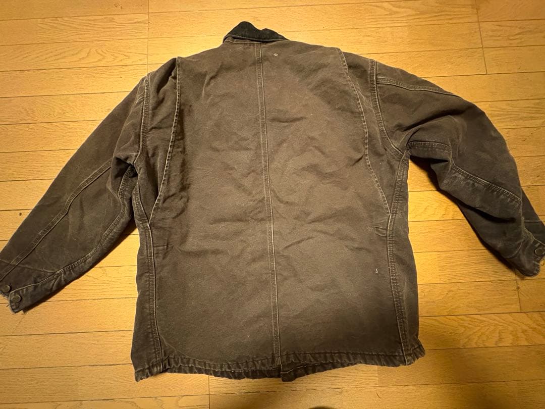 カーハート　襟コーディロイジャケット　ダークブラウンカーキ　ロゴ刺繍