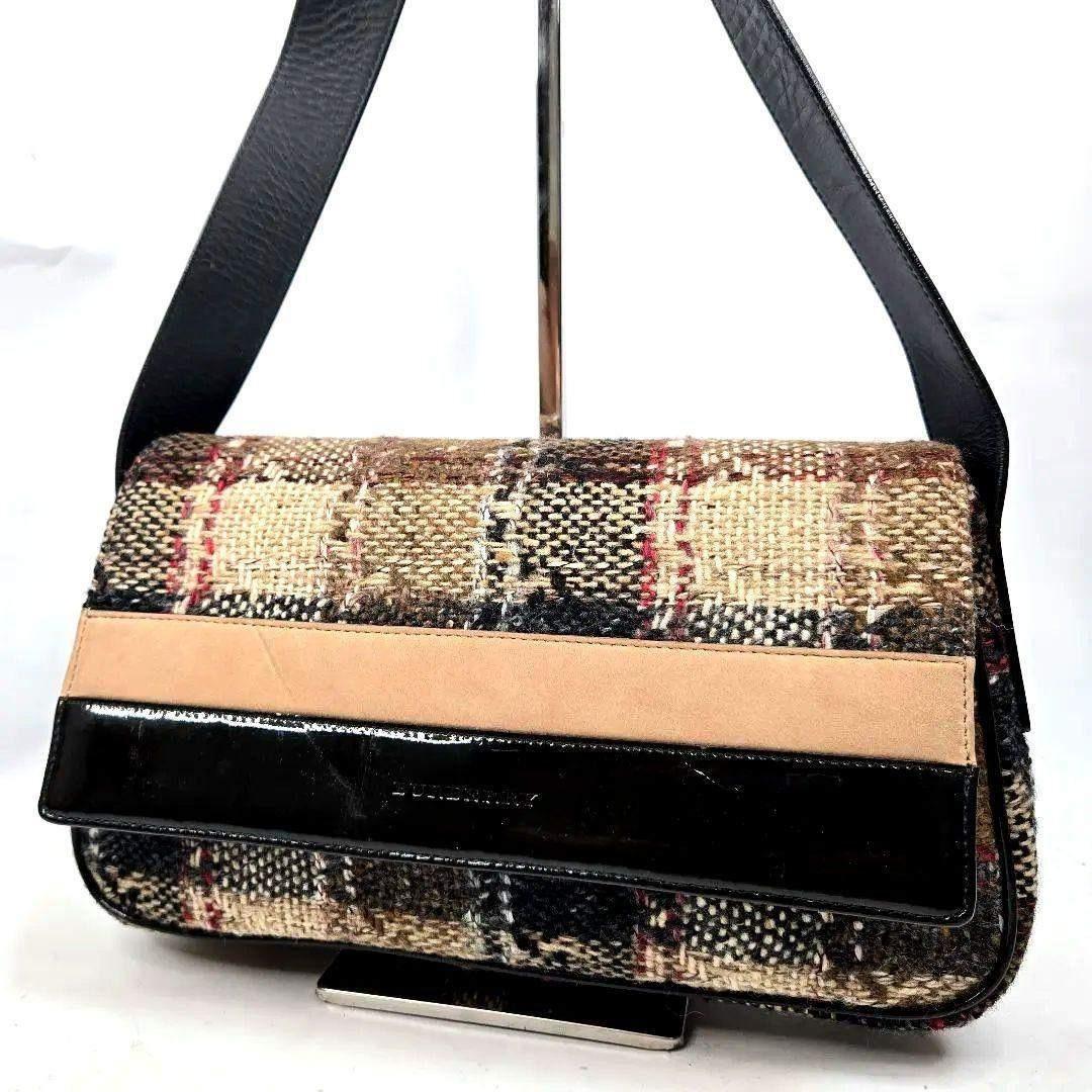 激レア美品 BURBERRY ツイード ノバチェック ショルダーバッグ
