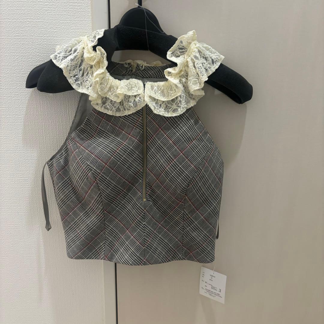 sugar ローブドフルール　チェック柄ミニドレス Sサイズ グレー