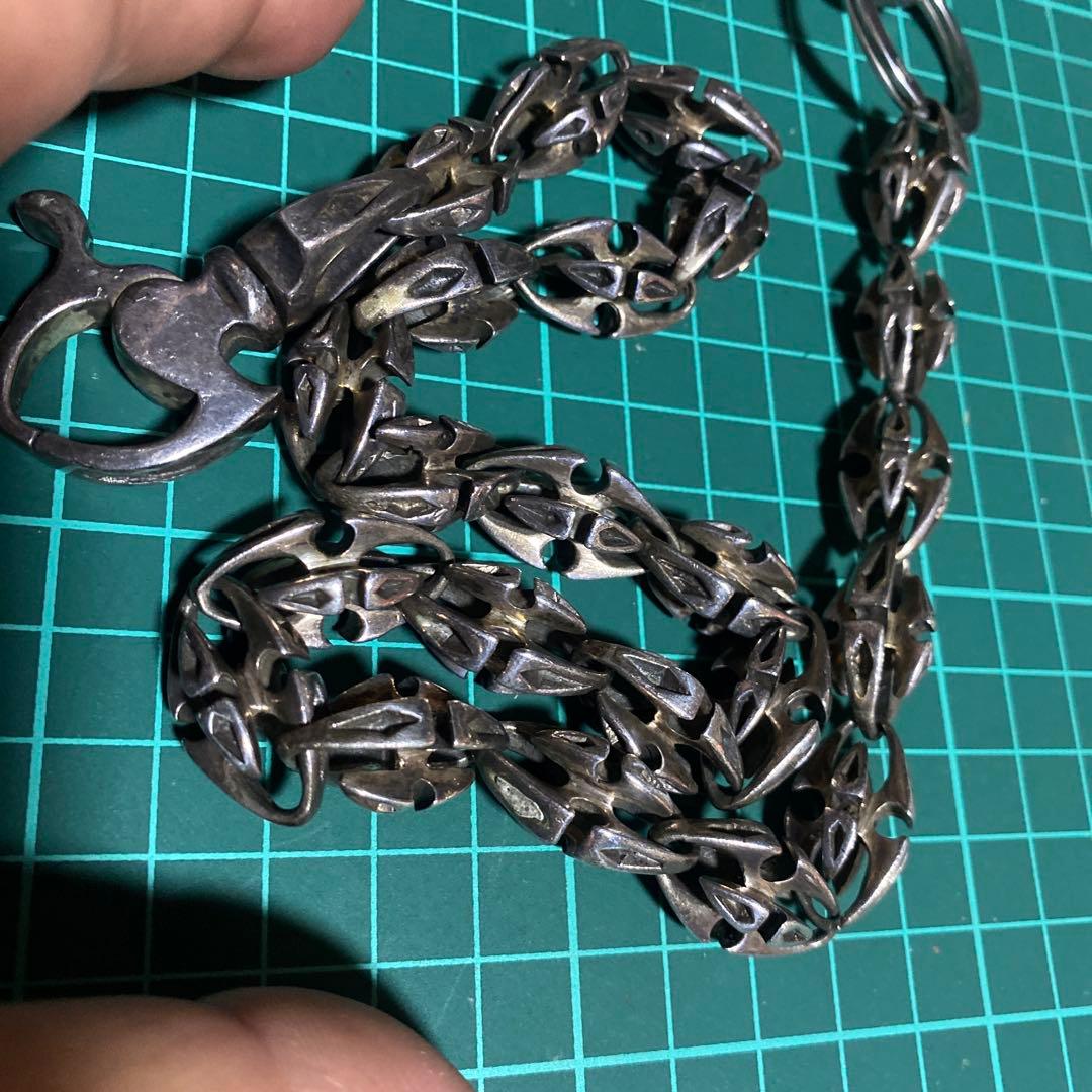 925 ウォレットチェーン　フックターコイズスタンプ柄