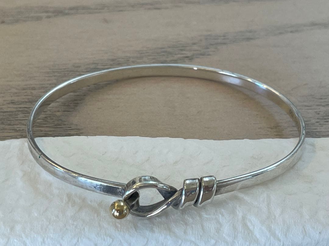 シルバー ゴールドボール バングル