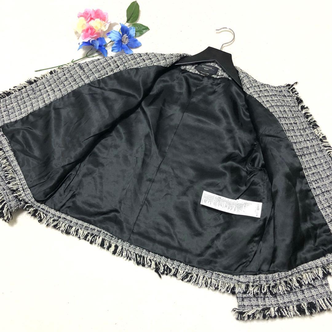 近年モデル✨　マックスマーラ　ノーカラージャケット　ツイード　フリンジ　グレー