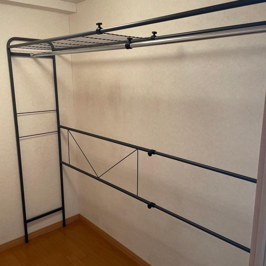 送料込　スチール製　パイプハンガー　ラック 上棚付き　大型