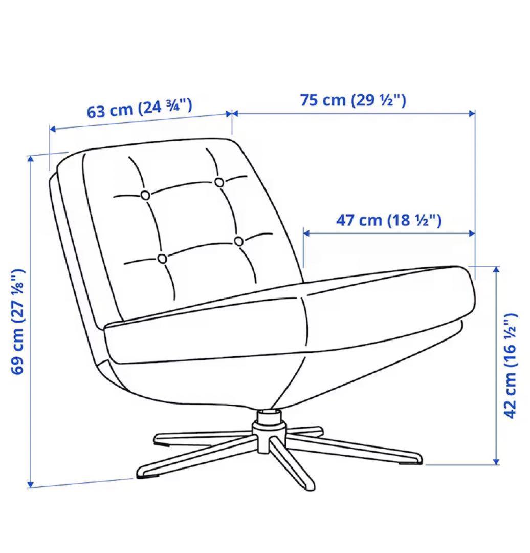 新品未開封イケア　DYVLINGE 一人掛け回転パーソナルチェア ブラック　01