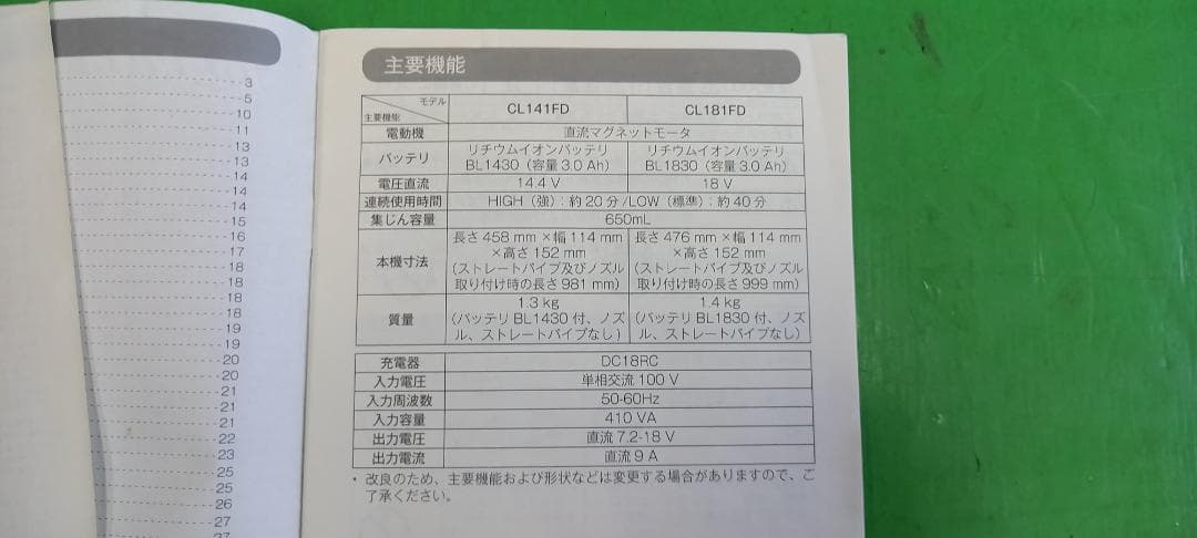 充電式クリーナ　マキタ　CL181FD