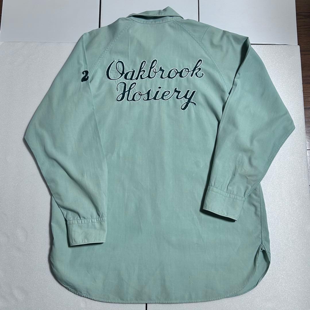 60s ボーリングシャツ　長袖　Elbeco L アイスブルー⑤