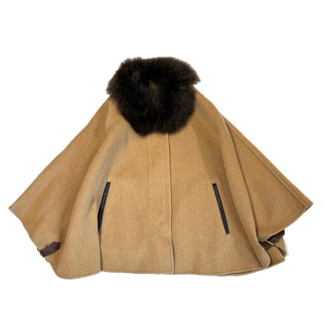 【美品】Ballsey カシミヤウール フォックスファー ポンチョ 高級 上質