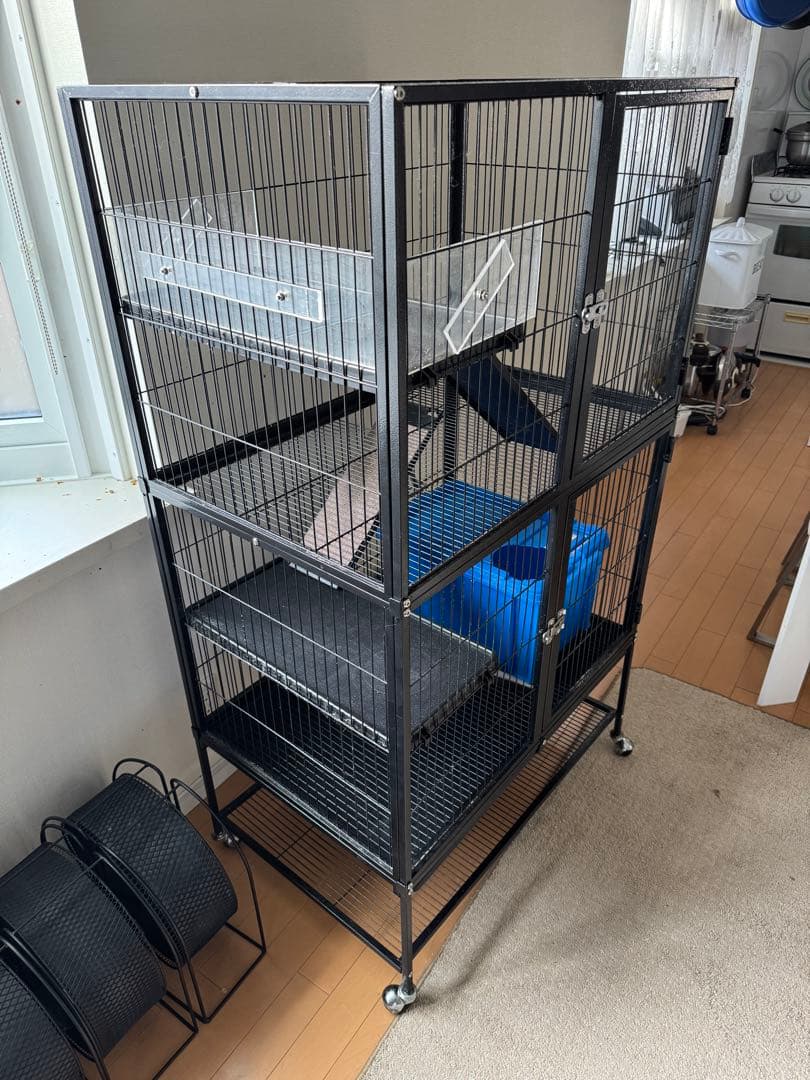大きいペットケージ 多段式 黒