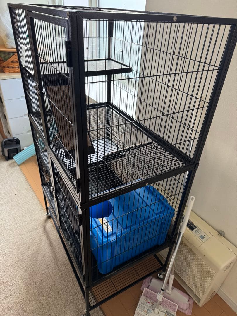 大きいペットケージ 多段式 黒