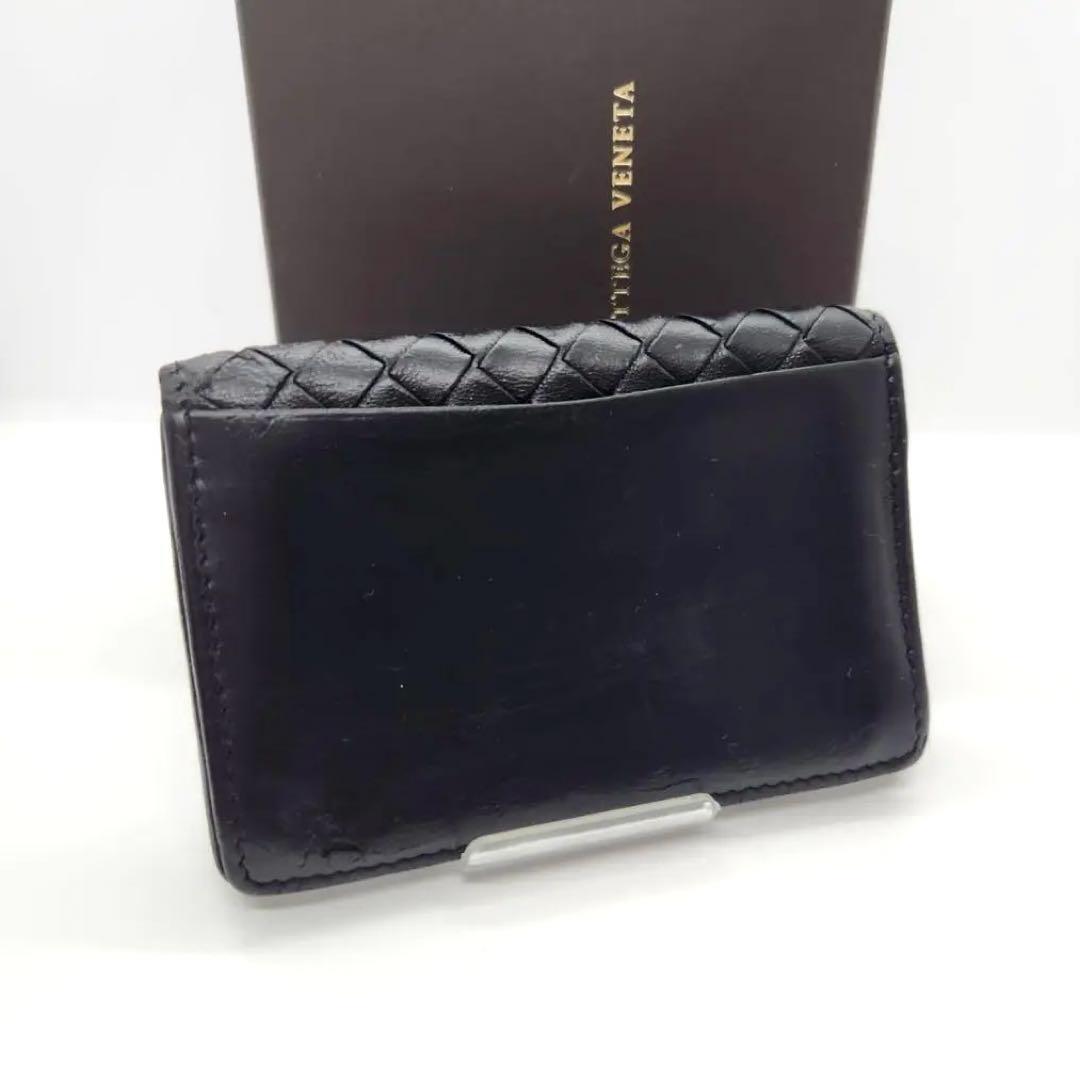 美品 ボッテガヴェネタ イントレチャート カードケース 名刺入 ブラック レザー