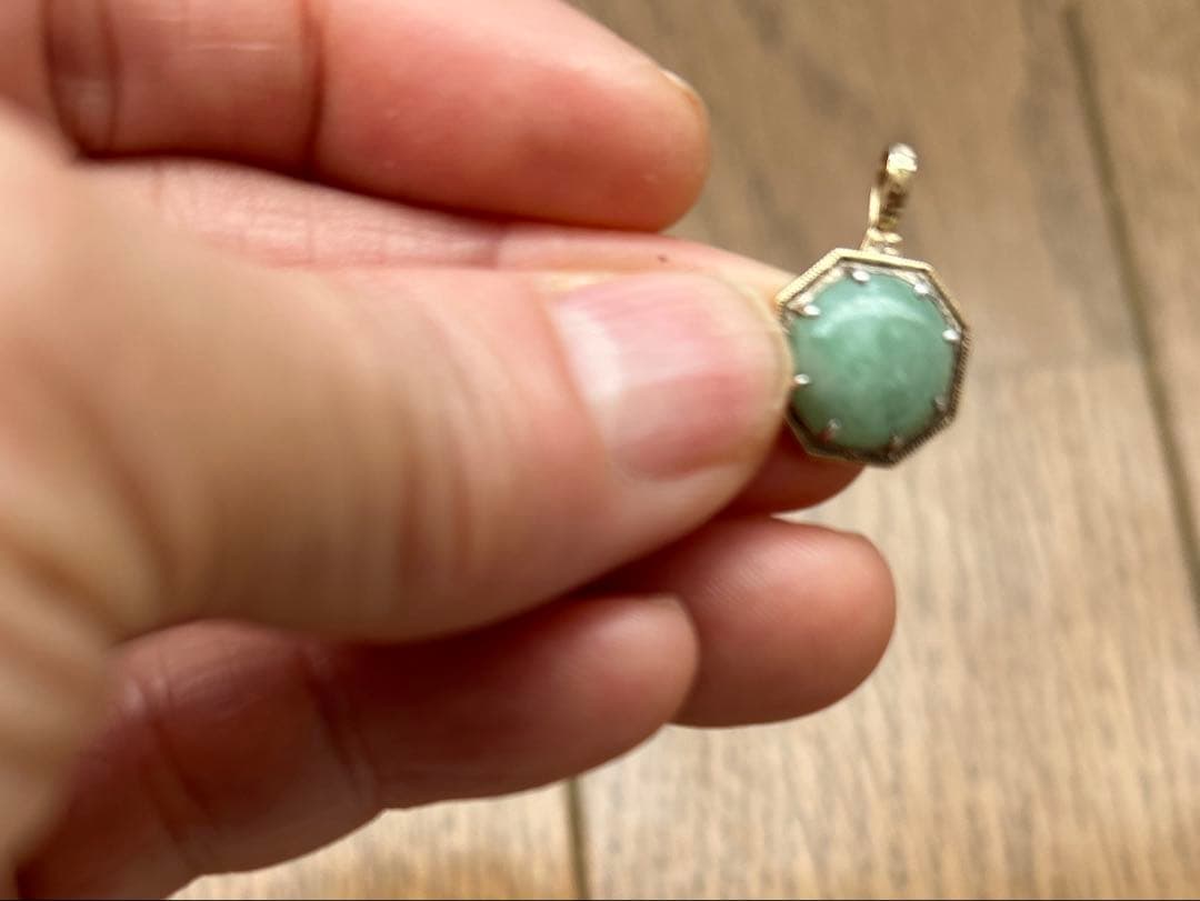 アガットk10ヒスイネックレスチャーム