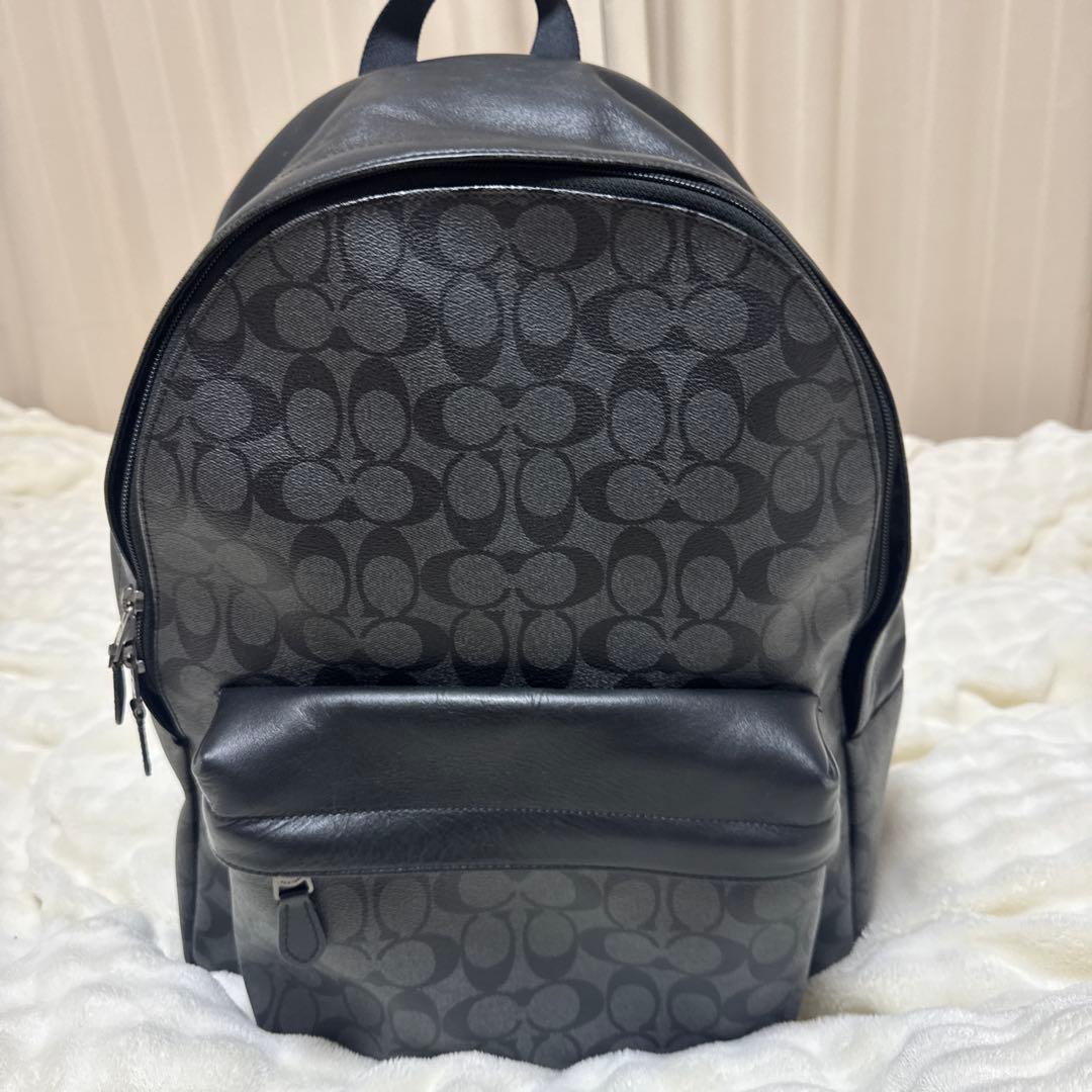 Coach ブラック レザーバックパック