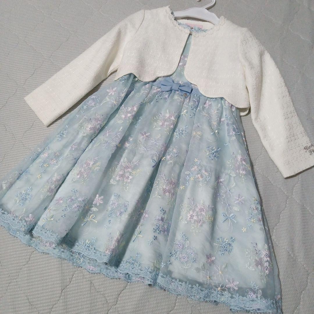 メゾピアノ　ワンピース　ジャケット　mezzo piano　入学式　120 水色