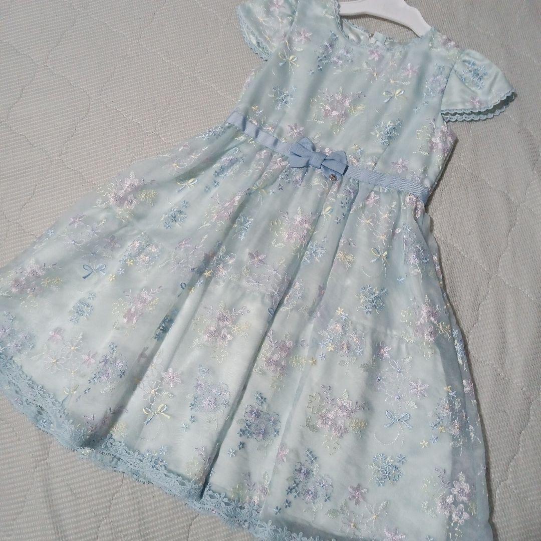 メゾピアノ　ワンピース　ジャケット　mezzo piano　入学式　120 水色