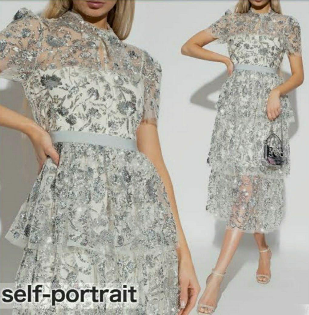 Haru セルフポートレイトシャンパン スパンコール ドレス