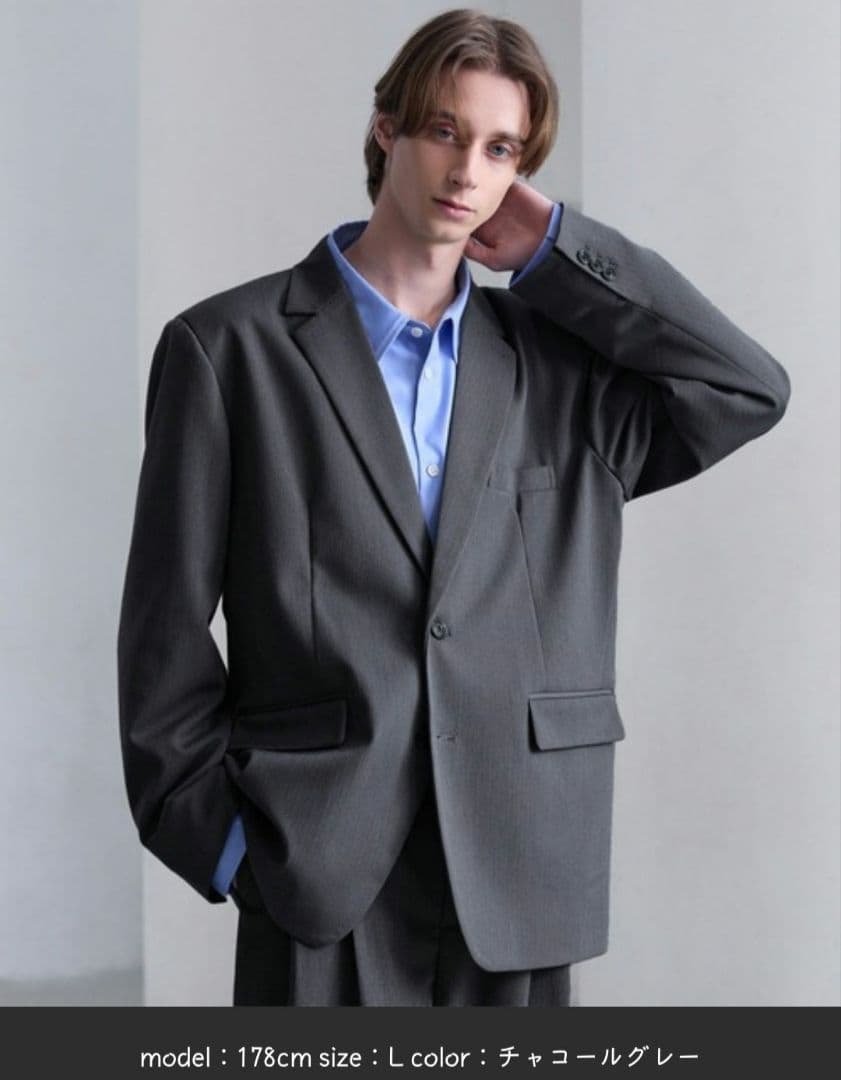 【CLEL】ヘリンボーンプライムTR セットアップ チャコールグレー S