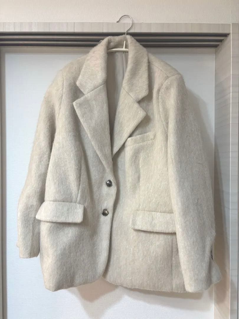 Basement online モヘアシャギージャケットコート　ベージュ