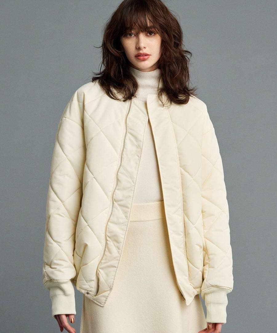 uncrave 洗える　プルーフナイロン キルティング コート　エクリュ　2