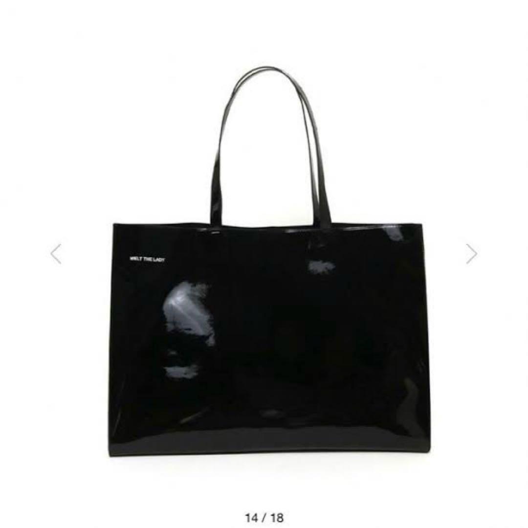 メルトザレディ Melt the lady エナメル ロゴトートバッグ ブラック