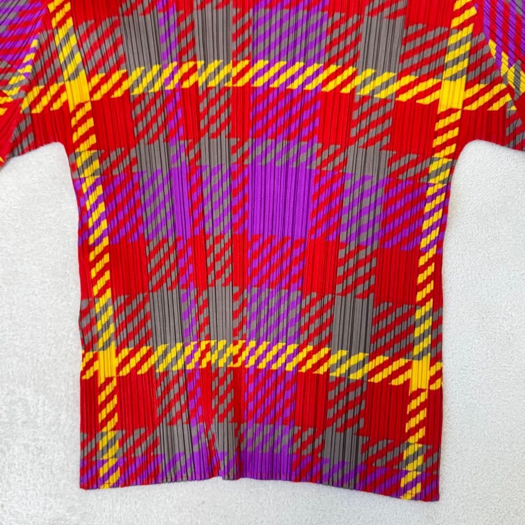 極美品✨PLEATS PLEASE プリーツ　チェック柄　長袖　トップス