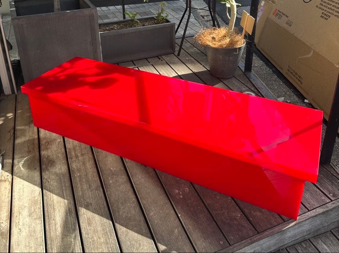 美品　赤色 ローテーブル 店舗什器 ディスプレイ台 レッド インテリア家具