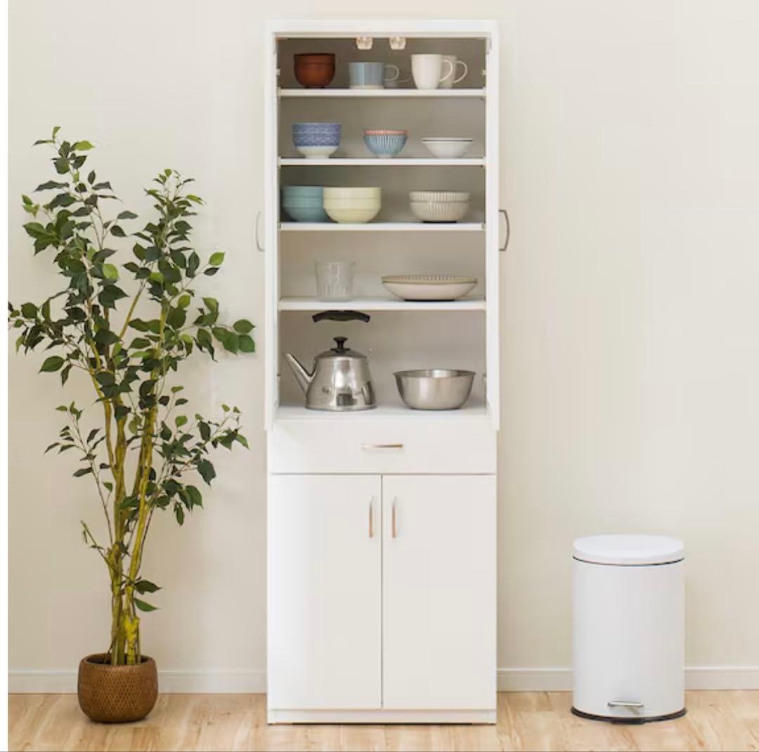 【食器棚】【ほぼ未使用品】ニトリ　コパンT60DB WH