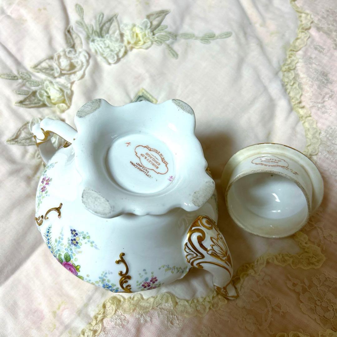 イギリス　アンティーク　ティーポット　ビクトリアン　金彩