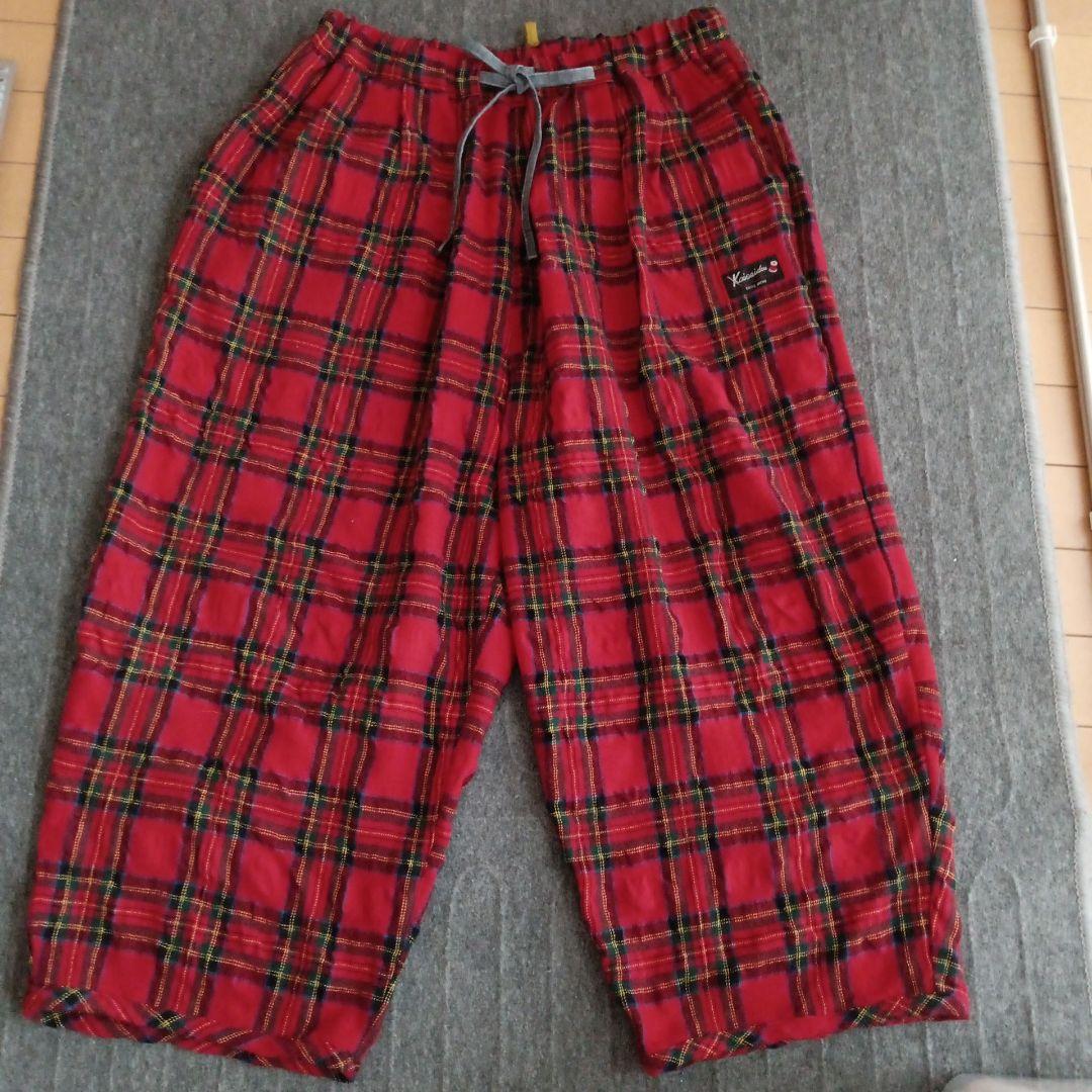 快晴堂レッドチェック カジュアルパンツ