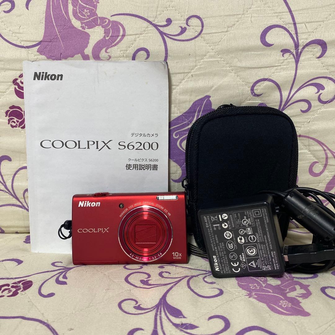 Nikon COOLPIX S6200 レッド♢説明書&充電アダプター付き