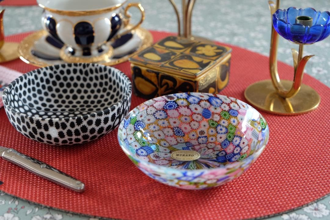 吹きガラス ミルフィオリ ムラーノガラス ヴェネチアングラス/小皿/江波冨士子