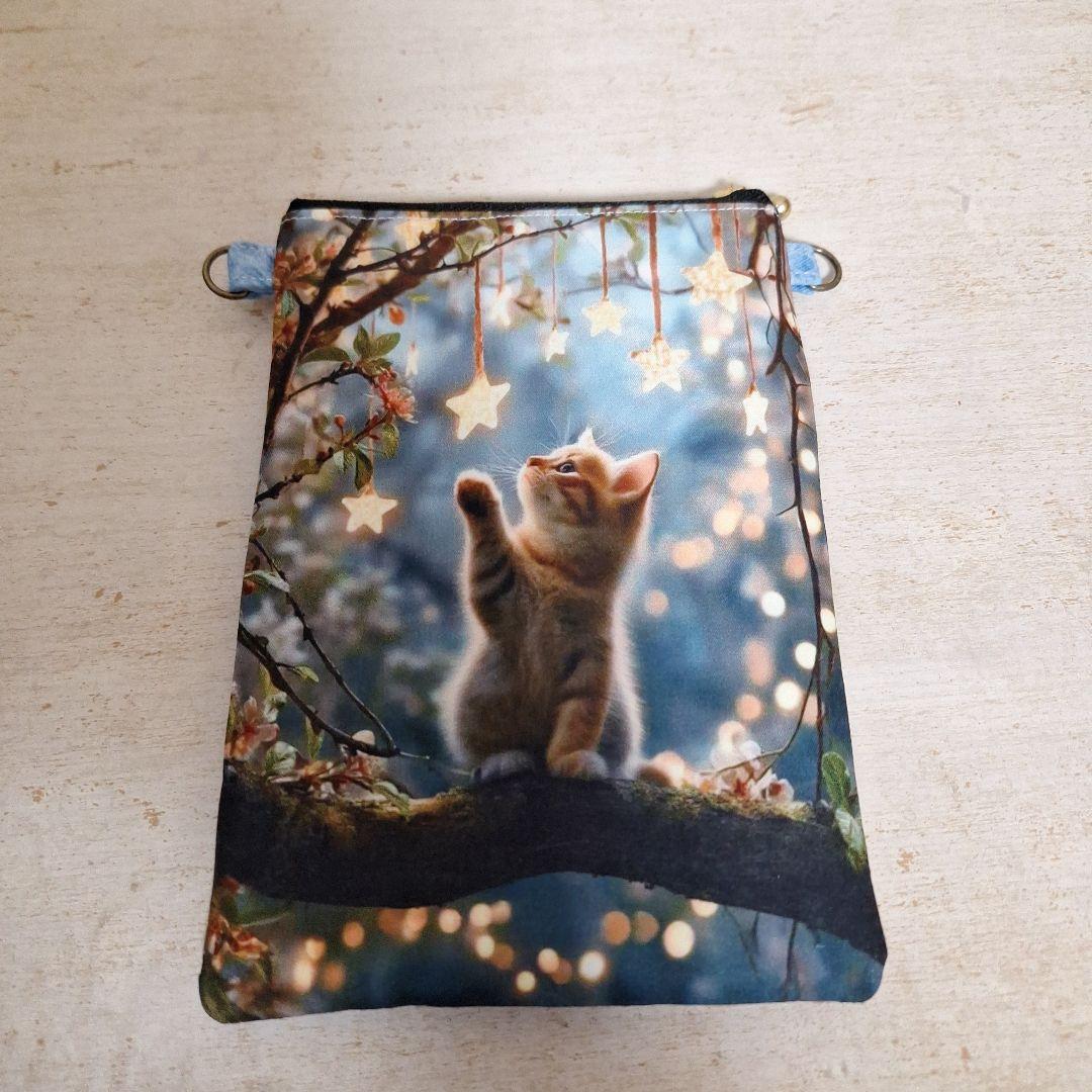 ねこパネル生地　ハンドメイド　ミニバック　ポーチ