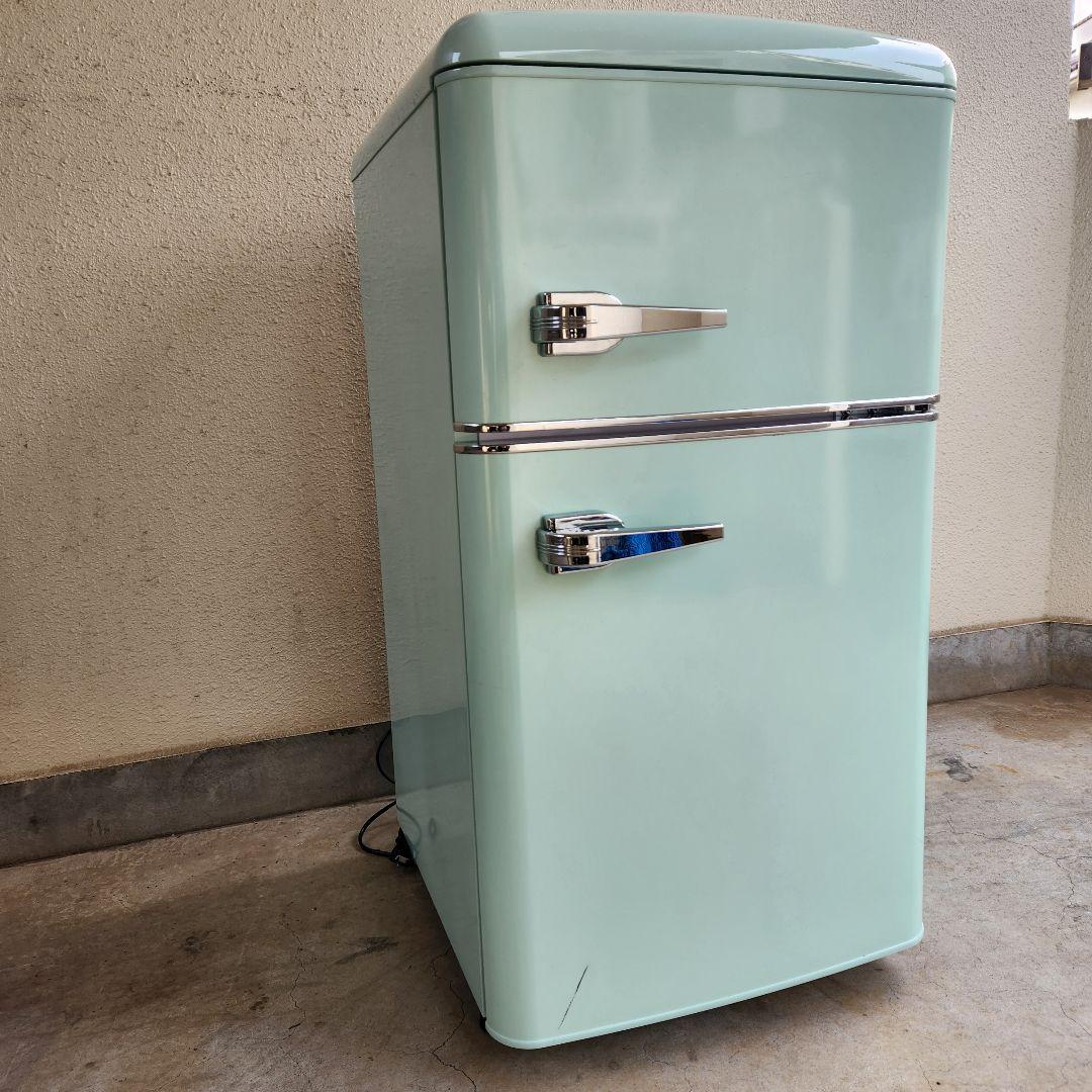 アイリス　2024年製　レトロ冷蔵庫　81L ライトグリーン