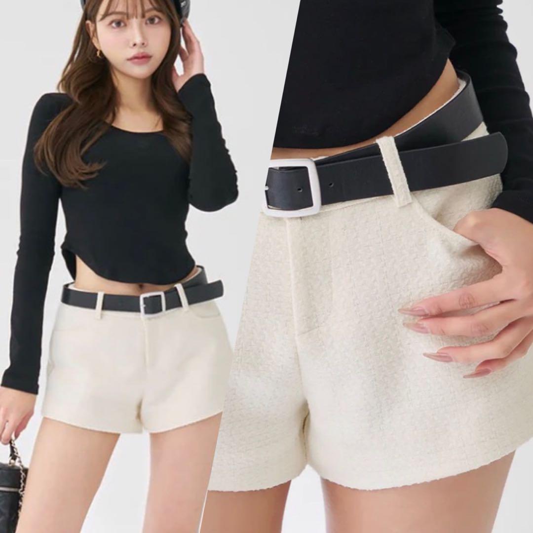 新品タグ付き　ボンディングツイードショートパンツ アイボリー M　darich