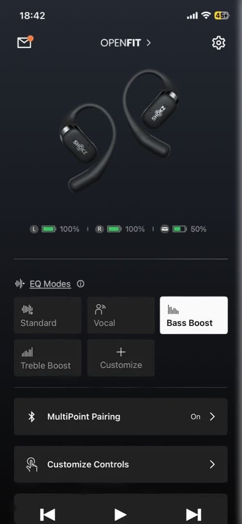 SHOKZ ワイヤレスイヤホン ブラック