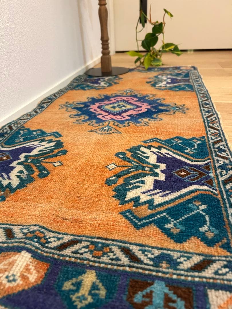 トライバルラグ・トルコヴィンテージラグ・ウール約47×102cm