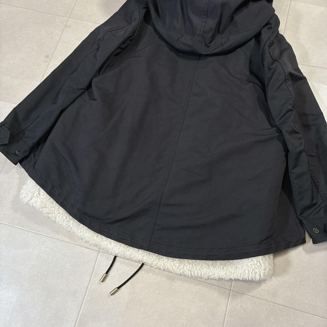 美品 近年 THE RERACS ショートモッズコート ボアライナー付 36 黒